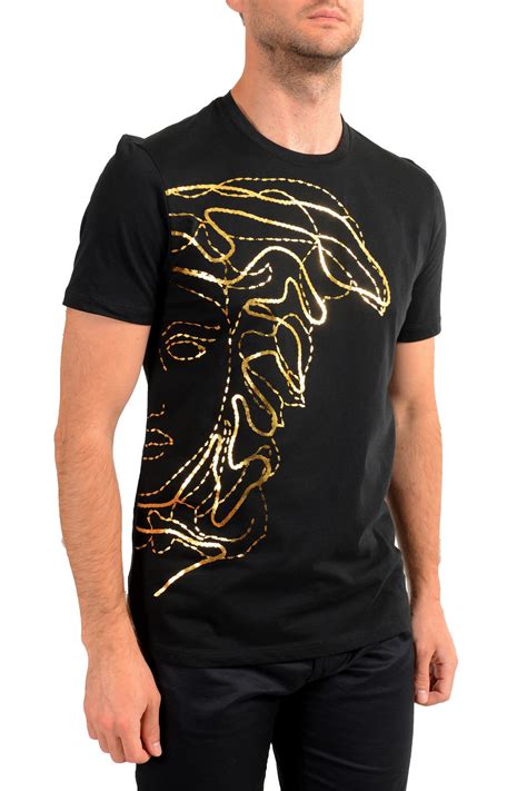 blue and gold versace t shirt|versace collection men shirt black.